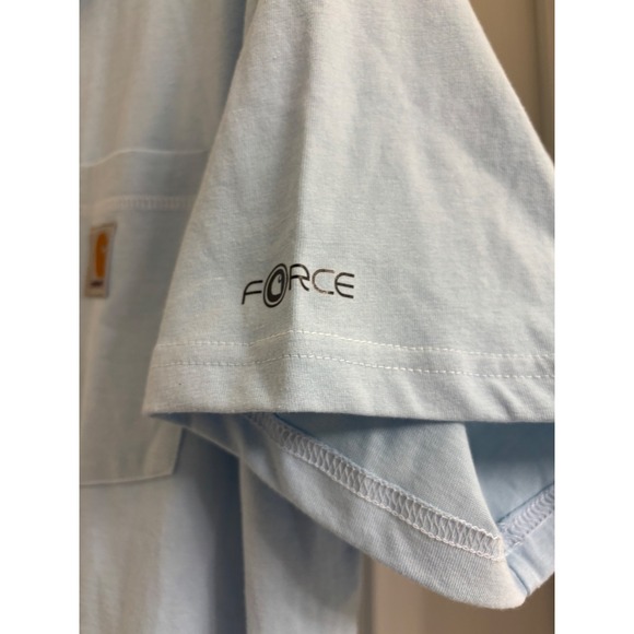 Carhartt Mens XL Blue Short Sleeve Force Relaxed Fit Polo Shirt Pocket Logo - Picture 3 of 5